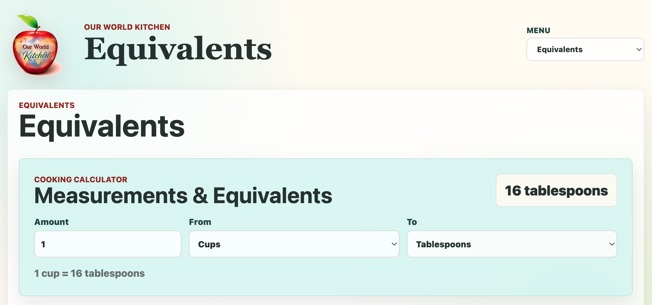 Equivalents screenshot