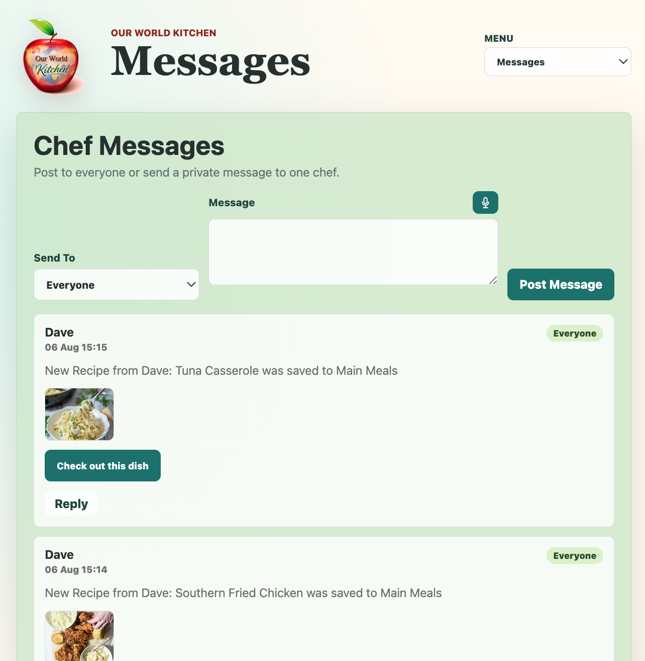 Messages screenshot