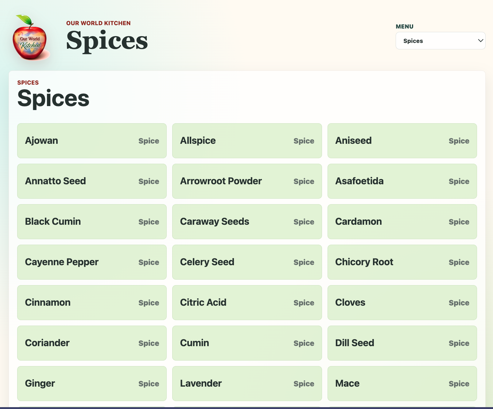 Spices screenshot